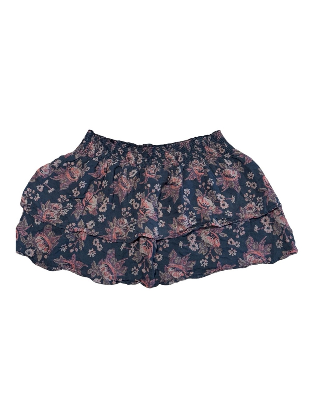NATURAL LIFE Navy and Pink Floral Tiered Women’s Skirt